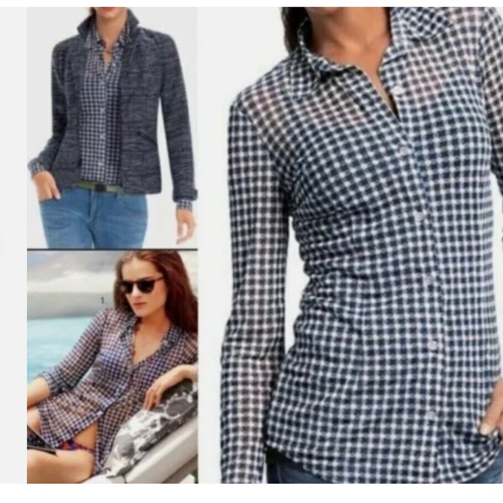 Cabi 736 mesh plaid shirt button down. Medium